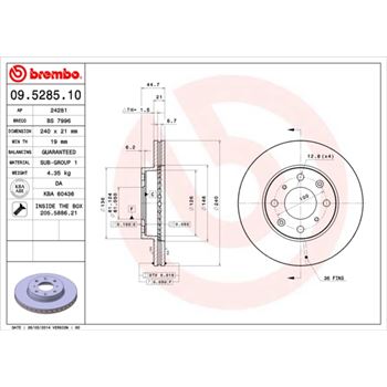discos de freno coche - Disco de freno BREMBO 09528510