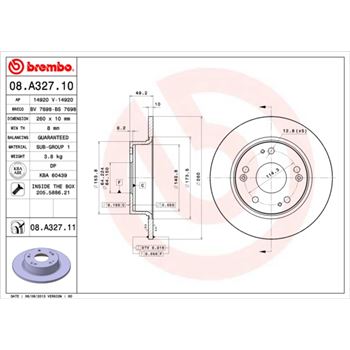 discos de freno coche - Disco de freno BREMBO 08A32710