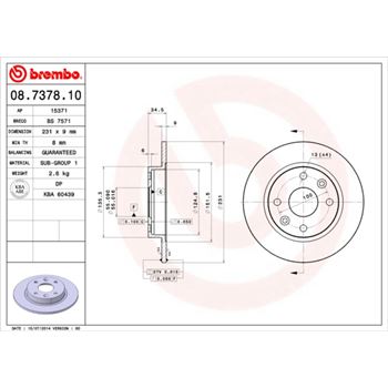 discos de freno coche - Disco de freno BREMBO 08737810