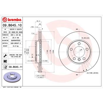 discos de freno coche - Disco de freno BREMBO 09B64510