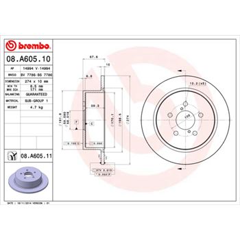 discos de freno coche - Disco de freno BREMBO 08A60510