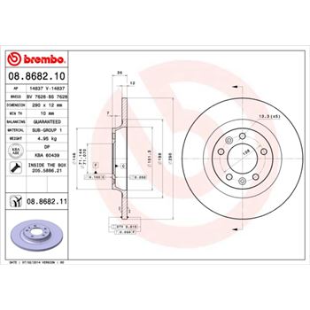 discos de freno coche - Disco de freno BREMBO 08868210