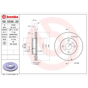 discos de freno coche - Disco de freno BREMBO 09553620