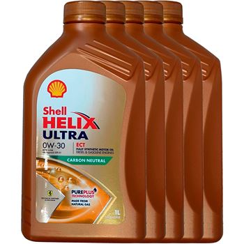 aceite de motor coche - Shell Helix Ultra ECT 0w30 5L (LL04, pack 5x1L)