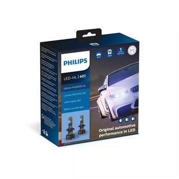 iluminacion coche - Bombilla H7 LED Ultinon Pro9000 HL 18W PX26d 5800K | PHILIPS 11972U90CWX2