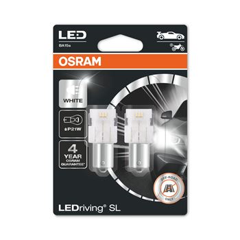 iluminacion coche - Lámpara P21W 12V 1,4W BA15s 6000K Cool White LEDriving SL (2 uds) | OSRAM 7506DWP-02B