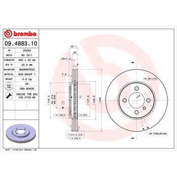 discos de freno coche - Disco de freno BREMBO 09488310
