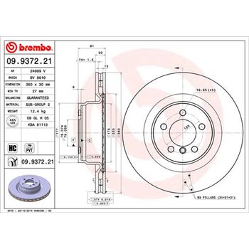 discos de freno coche - Disco de freno BREMBO 09937221