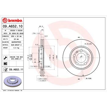 discos de freno coche - Disco de freno BREMBO 09A65210