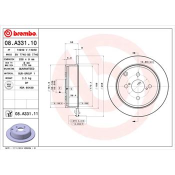 discos de freno coche - Disco de freno BREMBO 08A33110