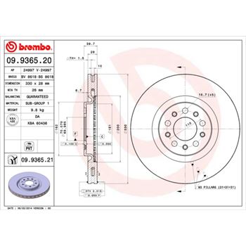 discos de freno coche - Disco de freno BREMBO 09936520
