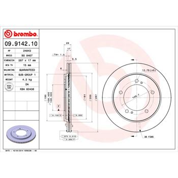 discos de freno coche - Disco de freno BREMBO 09914210