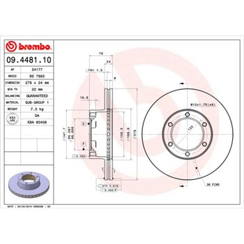 discos de freno coche - Disco de freno BREMBO 09448110
