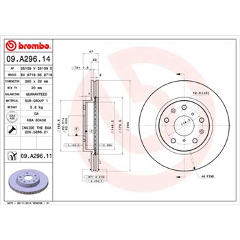 discos de freno coche - Disco de freno BREMBO 09A29614