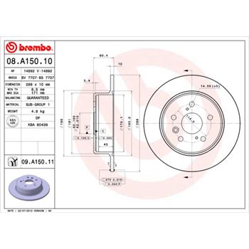 discos de freno coche - Disco de freno BREMBO 08A15010