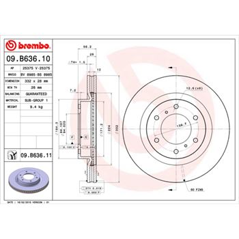 discos de freno coche - Disco de freno BREMBO 09B63610