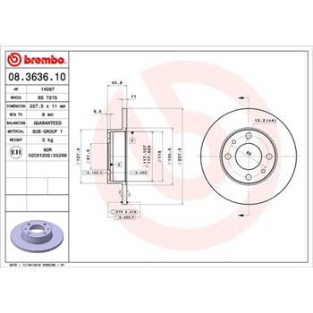 discos de freno coche - Disco de freno BREMBO 08363610