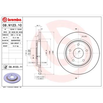 discos de freno coche - Disco de freno BREMBO 08N12310