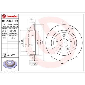 discos de freno coche - Disco de freno BREMBO 08A86310