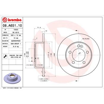 discos de freno coche - Disco de freno BREMBO 08A65110