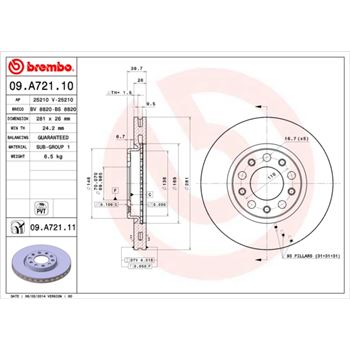 discos de freno coche - Disco de freno BREMBO 09A72110