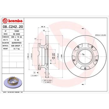 discos de freno coche - Disco de freno BREMBO 08C24220