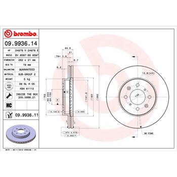 discos de freno coche - Disco de freno BREMBO 09993614