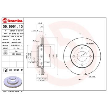 discos de freno coche - Disco de freno BREMBO 09999110