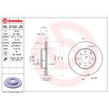 discos de freno coche - Disco de freno BREMBO 09310220