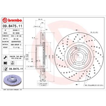 discos de freno coche - Disco de freno BREMBO 09B47511