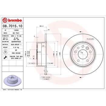 discos de freno coche - Disco de freno BREMBO 08701510