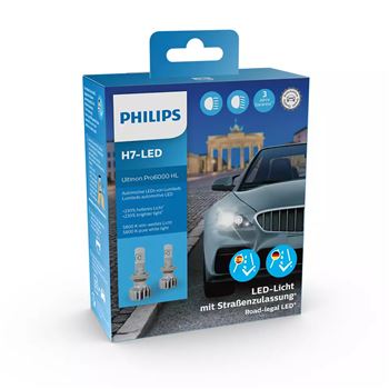iluminacion coche - Bombillas H7  LED Ultinon Pro6000 homologada en España +230% | Philips 11972U6000X2