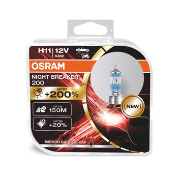 iluminacion coche - OSRAM H11 12V 55W Night Braker 200 (x2) | 64211NB200-HCB