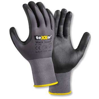 equipamiento de taller ropa de trabajo - TEXXOR 2450 Talla 9 (L). Guantes de protección de nylon con recubrimiento de nitrilo.