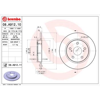 discos de freno coche - Disco de freno BREMBO 08A91210