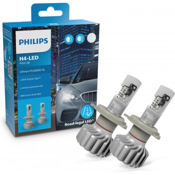 iluminacion coche - Bombillas H4 LED Ultinon Pro6000 homologada en España +230% | Philips 11342U6000X2