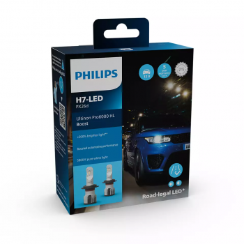 iluminacion coche - Bombillas H7  LED Ultinon Pro6000 HL Boost homologada en España +300% | Philips 11972U60BX2