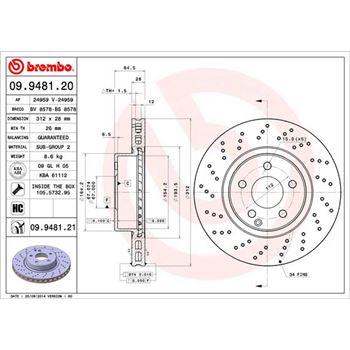 discos de freno coche - Disco de freno BREMBO 09948120