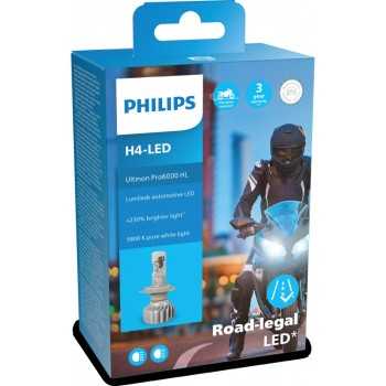 iluminacion coche - Bombilla H4 LED Ultinon Pro6000 MOTO homologada en España +230% (x1) | Philips 11342U6000X1