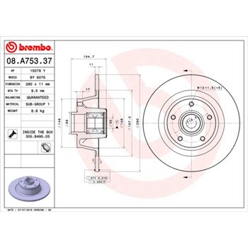 discos de freno coche - Disco de freno BREMBO 08A75337