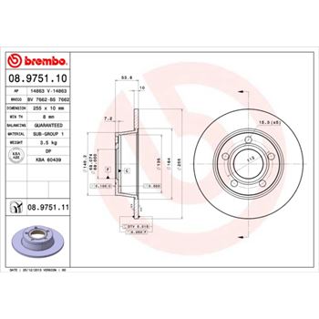 discos de freno coche - Disco de freno BREMBO 08975110