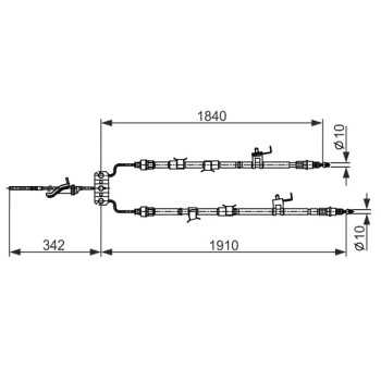 palancas cables frenado - Cable de accionamiento, freno de estacionamiento BOSCH 1987482420