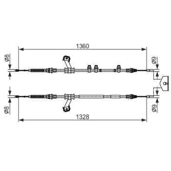 palancas cables frenado - Cable de accionamiento, freno de estacionamiento BOSCH 1987482422