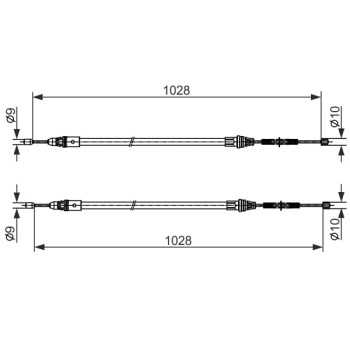 palancas cables frenado - Cable de accionamiento, freno de estacionamiento BOSCH 1987482423