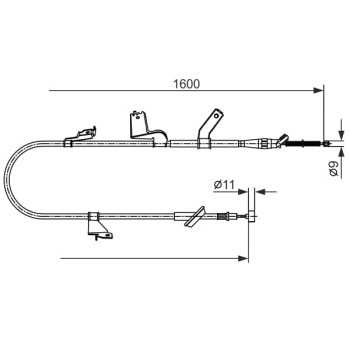 palancas cables frenado - Cable de accionamiento, freno de estacionamiento BOSCH 1987482427
