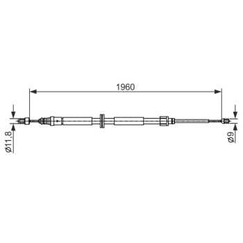 palancas cables frenado - Cable de accionamiento, freno de estacionamiento BOSCH 1987482432