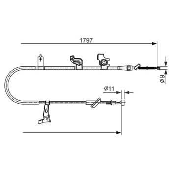 palancas cables frenado - Cable de accionamiento, freno de estacionamiento BOSCH 1987482434