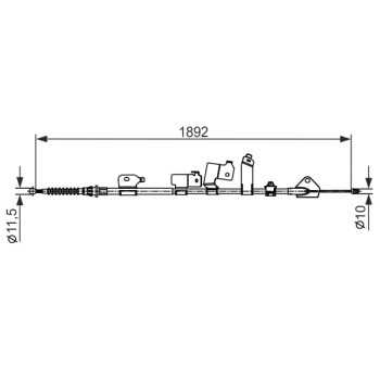 palancas cables frenado - Cable de accionamiento, freno de estacionamiento BOSCH 1987482439