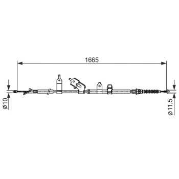 palancas cables frenado - Cable de accionamiento, freno de estacionamiento BOSCH 1987482440