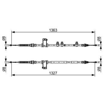 palancas cables frenado - Cable de accionamiento, freno de estacionamiento BOSCH 1987482453